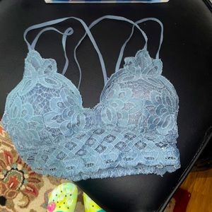 Lace Bralette, light blue, criss-cross back detail, size M, Brooklyn’s brand